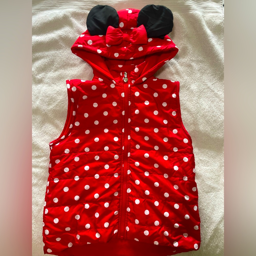 Minnnie Mouse puffer vest, size 10-12 girl